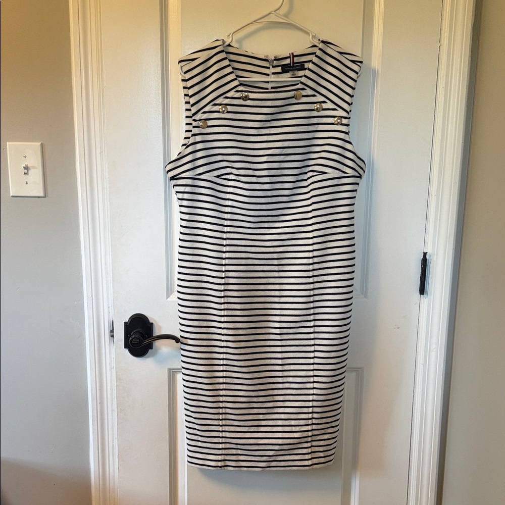 Tommy Hilfiger Navy and White Striped Dress